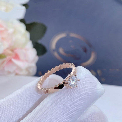 [Clover Jewelry]BEE LOVE RING PINK GOLD 1 DIAMOND