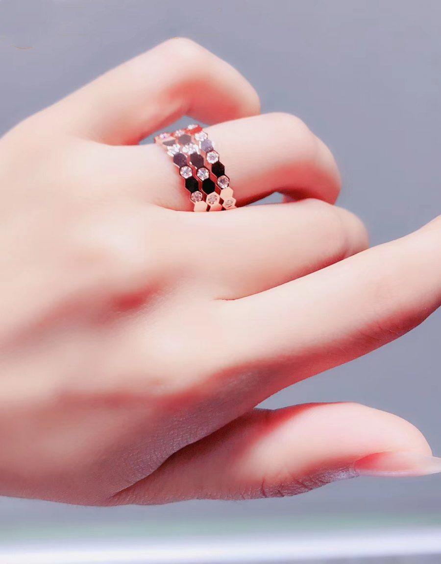 [Clover Jewelry]BEE LOVE RING PINK GOLD DIAMOND