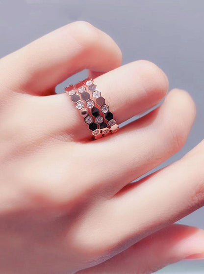[Clover Jewelry]BEE LOVE RING PINK GOLD DIAMOND
