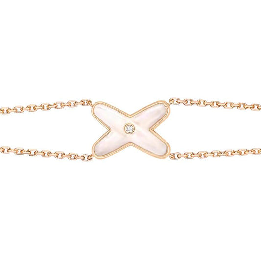 [Clover Jewelry]JEUX BRACELET WHITE MOP PINK GOLD 1 DIAMOND