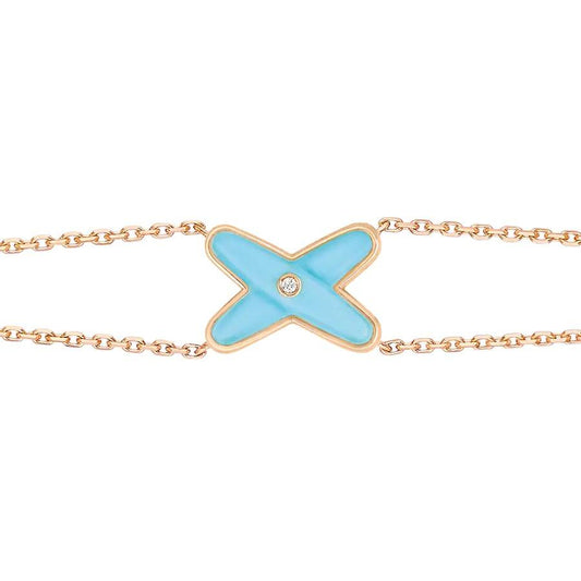 [Clover Jewelry]JEUX BRACELET TURQUOISE PINK GOLD 1 DIAMOND