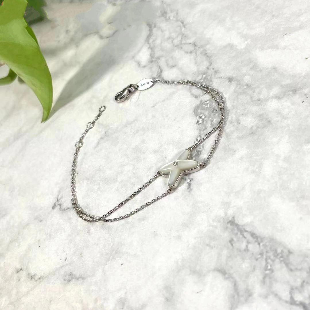 [Clover Jewelry]JEUX BRACELET WHITE MOP SILVER 1 DIAMOND