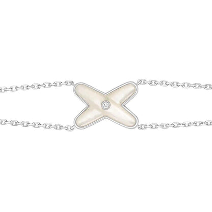 [Clover Jewelry]JEUX BRACELET WHITE MOP SILVER 1 DIAMOND