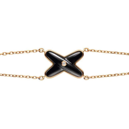 [Clover Jewelry]JEUX BRACELET ONYX PINK GOLD 1 DIAMOND