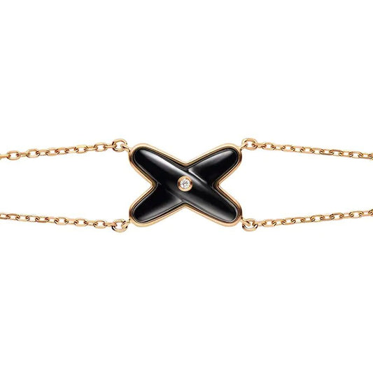 [Clover Jewelry]JEUX BRACELET ONYX PINK GOLD 1 DIAMOND