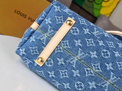 LV 25S CARRYALL 39 IN BLUE DENIM MONOGRAM LEATHER TRIM