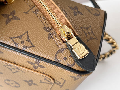 LV 25S JUST IN CASE 14 IN BROWN MONOGRAM CANVAS LEATHER TRIM BLACK