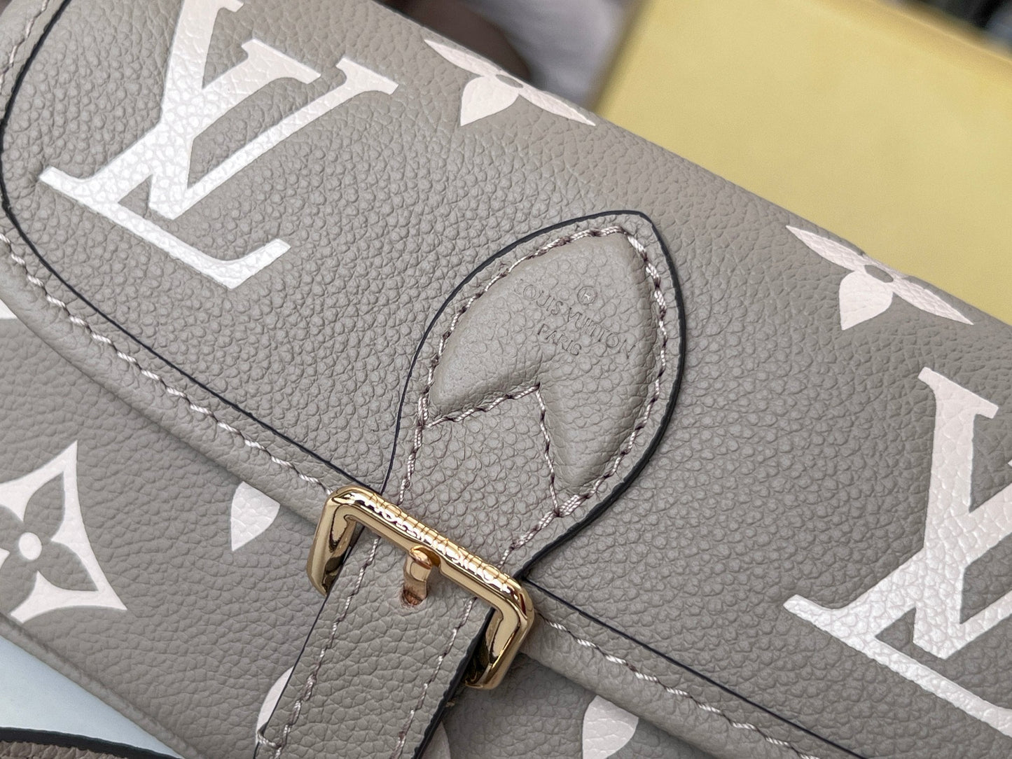 LV 25S MINI NANO DIANE 19 IN TOURTERELLE WHITE MONOGRAM EMPREINTE LEATHER GOLD HARDWARE