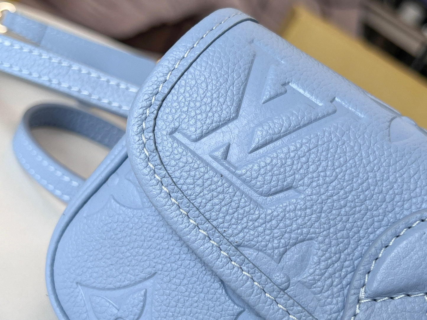 LV 25S MINI NANO DIANE 19 IN BEAU BLUE MONOGRAM EMPREINTE LEATHER GOLD HARDWARE