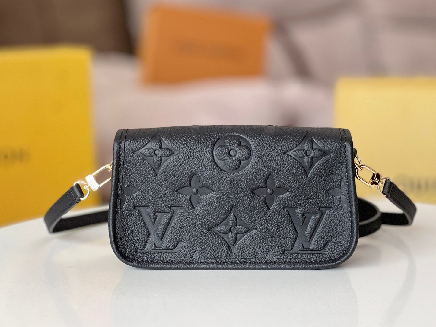LV 25S MINI NANO DIANE 19 IN BLACK MONOGRAM EMPREINTE LEATHER GOLD HARDWARE