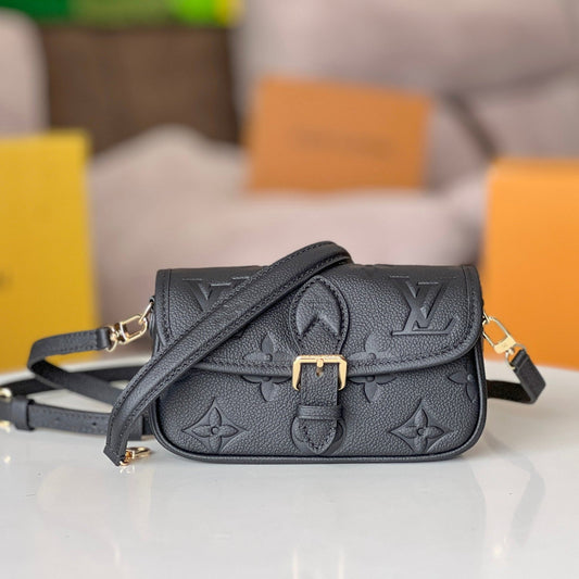 LV 25S MINI NANO DIANE 19 IN BLACK MONOGRAM EMPREINTE LEATHER GOLD HARDWARE
