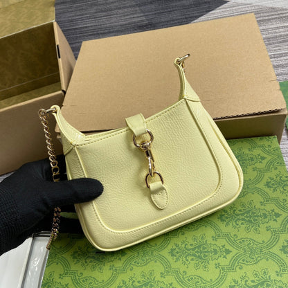 JACKIE NOTTE MINI BAG 19 IN LIGHT YELLOW CRACKED LACQUER CALFSKIN GOLD HARDWARE
