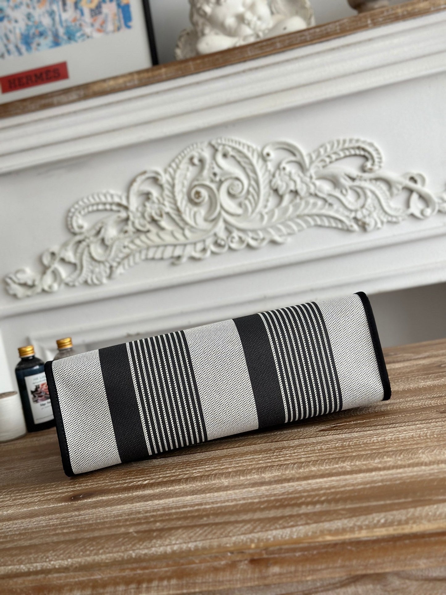 ZIP CABINE 31 BAG IN BLACK MIX WHITE CANVAS AND CALFSKIN