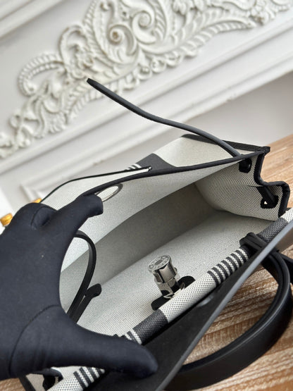 ZIP CABINE 31 BAG IN BLACK MIX WHITE CANVAS AND CALFSKIN