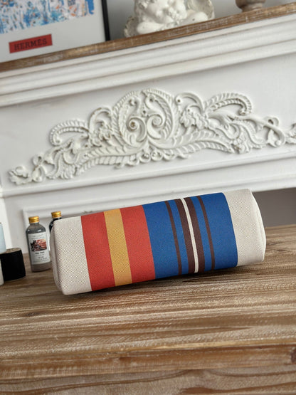 HERBAG ZIP 31 LAQUERED BAG IN BLUE MIX RED H PLUME CANVAS