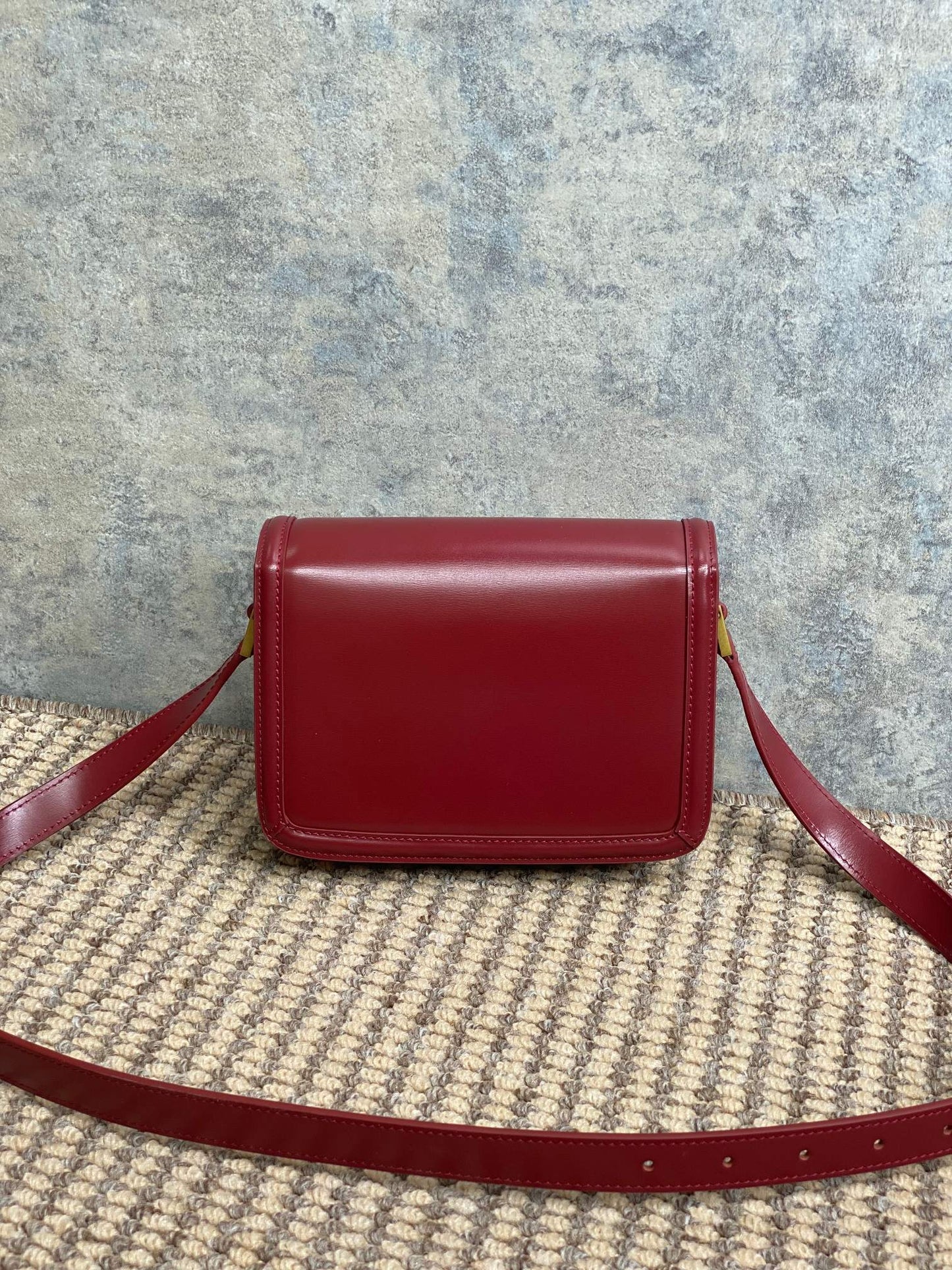 SOLFERINO SMALL SATCHEL 19 IN SCARLET RED CALFSKIN GOLD HARDWARE