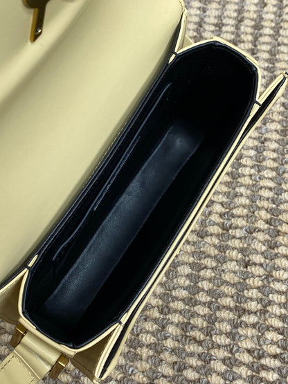 SOLFERINO SMALL SATCHEL 19 IN CANARY YELLOW CALFSKIN GOLD HARDWARE