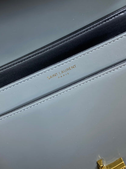 SOLFERINO SMALL SATCHEL 23 IN DARK GREY CALFSKIN GOLD HARDWARE