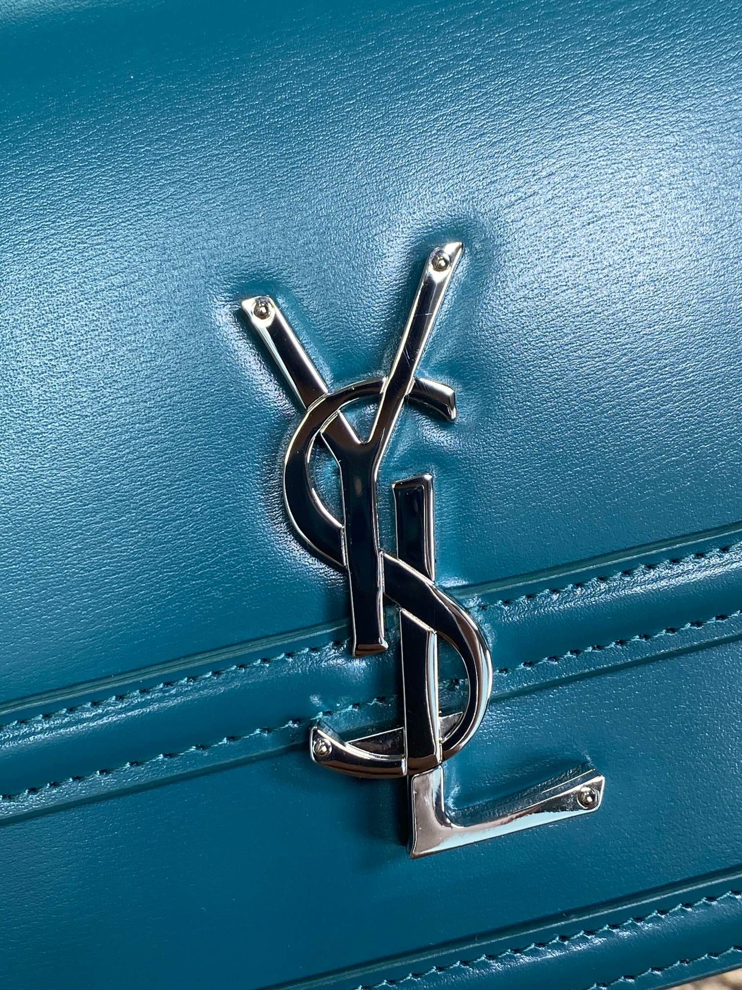 SOLFERINO SMALL SATCHEL 23 IN CERULEAN BLUE CALFSKIN GOLD HARDWARE