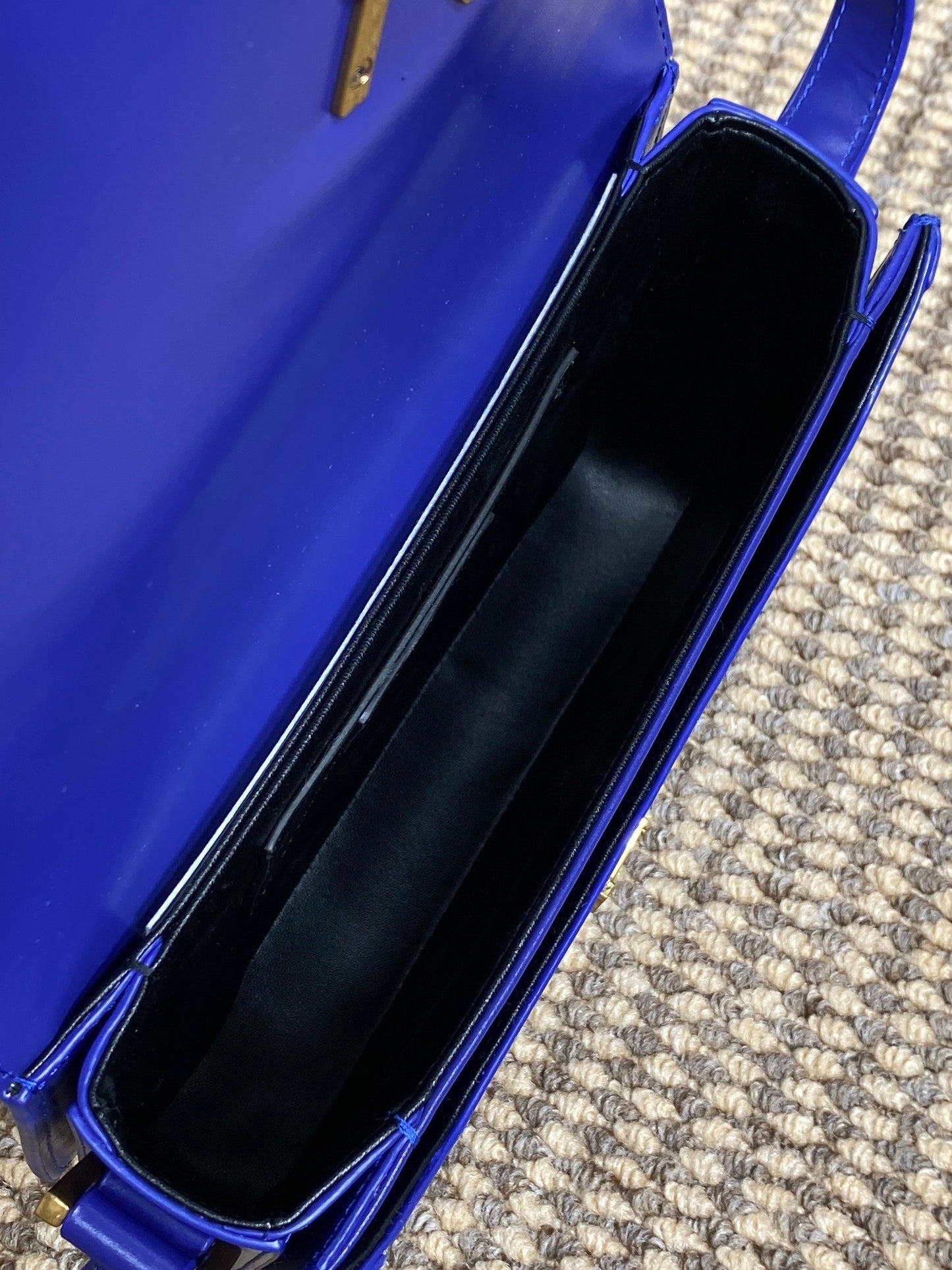 SOLFERINO SMALL SATCHEL 23 IN INDIGO BLUE CALFSKIN GOLD HARDWARE