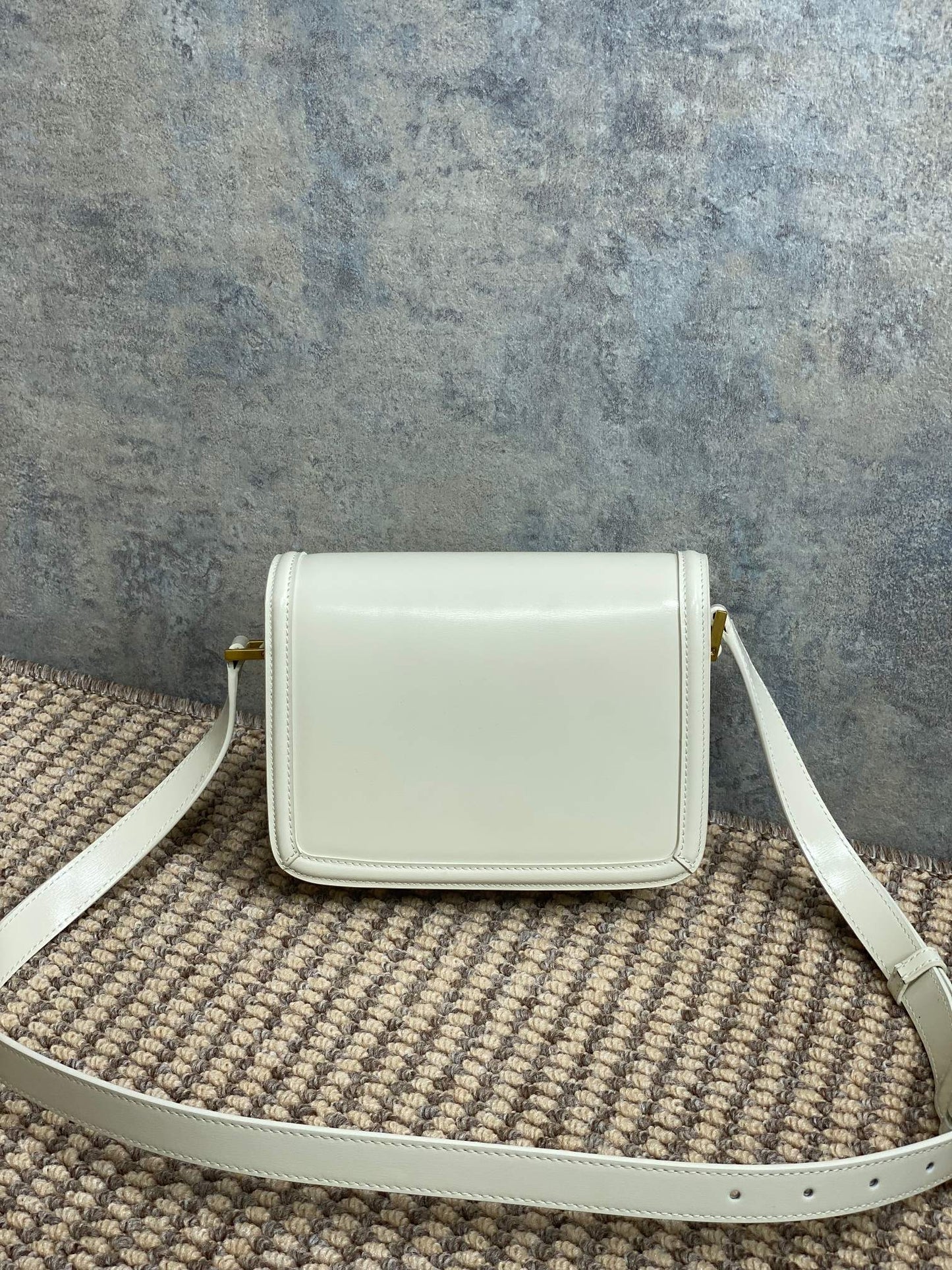 SOLFERINO SMALL SATCHEL 19 IN WHITE CALFSKIN GOLD HARDWARE