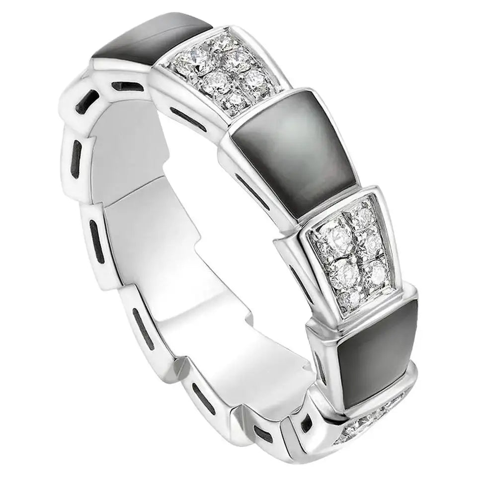 [Clover Jewelry]SERPENTI RING SILVER DIAMOND BLACK MOP 4MM