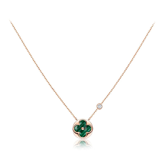 [Clover Jewelry]SUN PEDANT PINK GOLD 1 DIAMOND NECKLACE