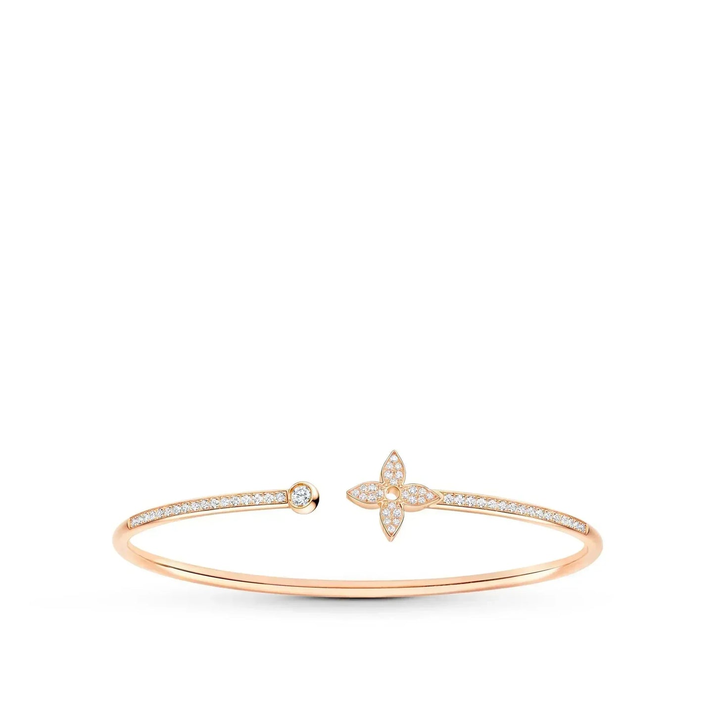 [Clover Jewelry]IDYLLE PINK GOLD OPEN BRACELET DIAMOND PAVED