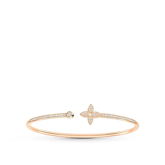 [Clover Jewelry]IDYLLE PINK GOLD OPEN BRACELET DIAMOND PAVED