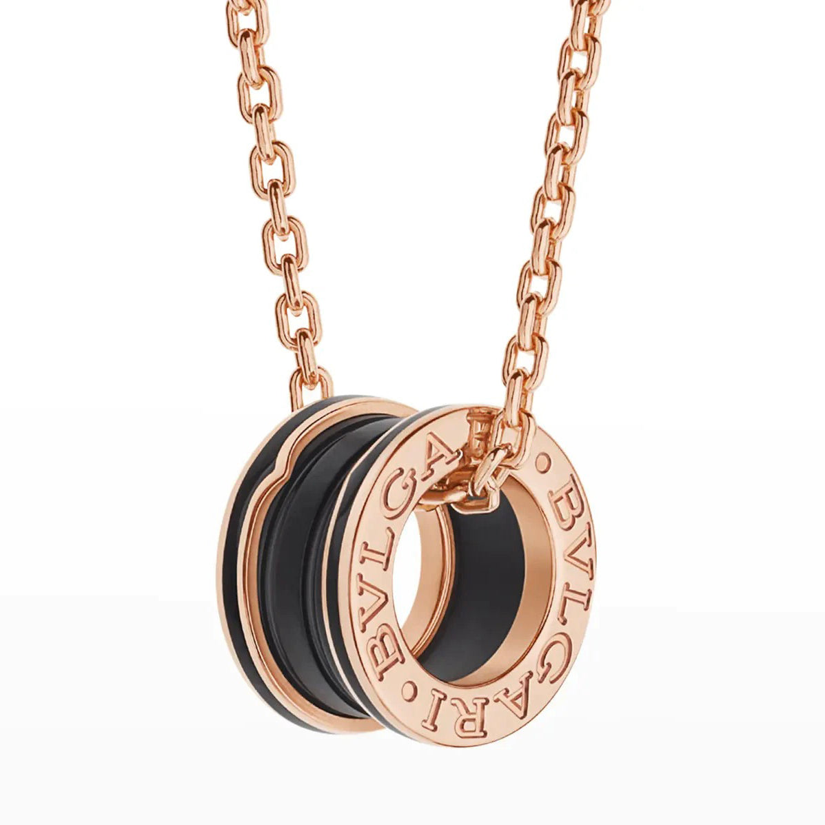 [Clover Jewelry]ZERO 1 BLACK CERAMIC PINK GOLD NECKLACE