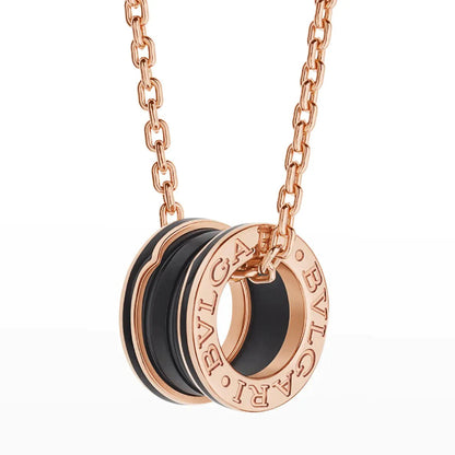 [Clover Jewelry]ZERO 1 BLACK CERAMIC PINK GOLD NECKLACE