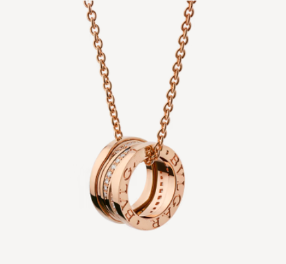 [Clover Jewelry]ZERO 1 PINK GOLD DIAMOND NECKLACE
