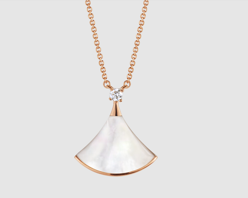 [Clover Jewelry]DREAM NECKLACE WHITE MOP PINK GOLD 1 DIAMOND