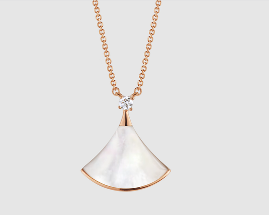 [Clover Jewelry]DREAM NECKLACE WHITE MOP PINK GOLD 1 DIAMOND