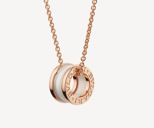 [Clover Jewelry]ZERO 1 WHITE CERAMIC PINK GOLD NECKLACE
