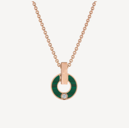 [Clover Jewelry]GARI NECKLACE PINK GOLD MALACHITE