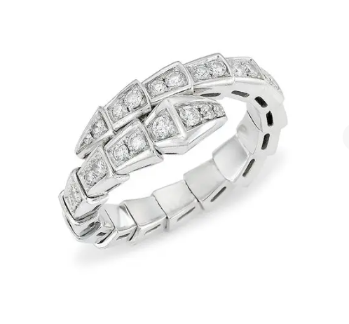 [Clover Jewelry]SERPENTI RING SILVER DIAMOND PAVED 4MM