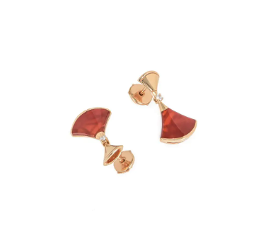 [Clover Jewelry]DREAM Carnelian PINK GOLD EARRINGS
