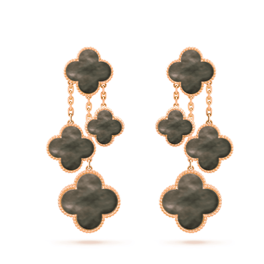 [Clover Jewelry]CLOVER EARRINGS DARK MOP 4 MOTIFS ROSE GOLD