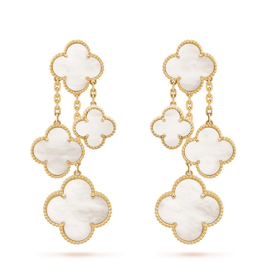 [Clover Jewelry]CLOVER EARRINGS WHITE MOP 4 MOTIFS GOLD