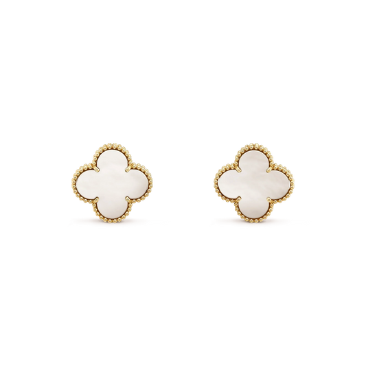 [Clover Jewelry]CLOVER MEDIUM 1 MOTIFS  WHITE MOP STUD EARRINGS