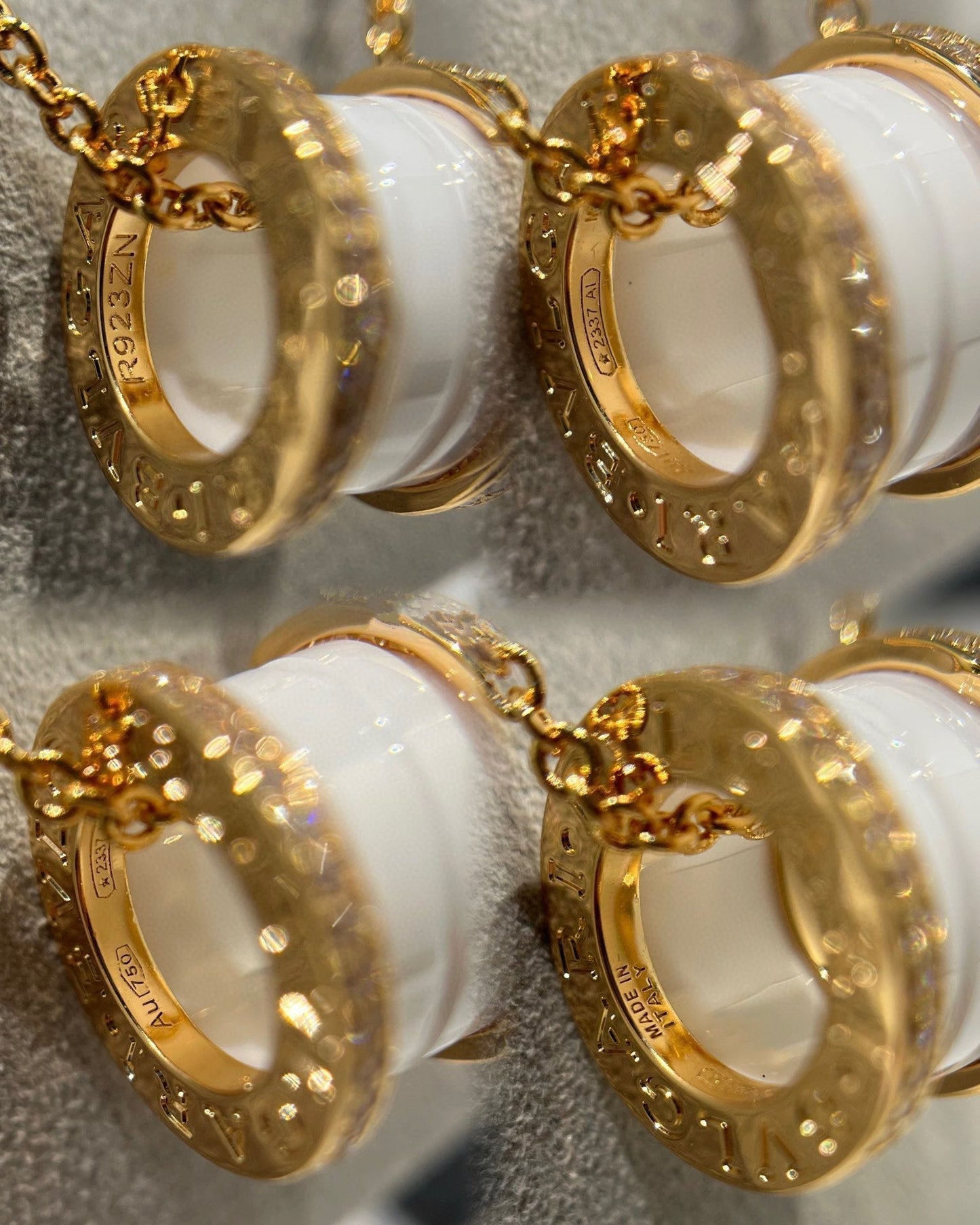 [Clover Jewelry]ZERO 1 WHITE CERAMIC DIAMOND PINK GOLD NECKLACE